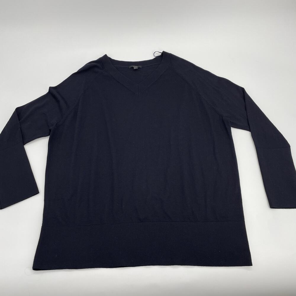 COS Womens Wool Long Sleeve Knit Shirt Size M Oversized Boxy Fitted Sleeve Blue